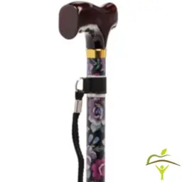 black/flowers, with wooden handle, 80 -97 cm