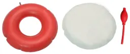 1 Ringkussen van 45 cm diameter, 1 badstoffen hoes en 1 pompje