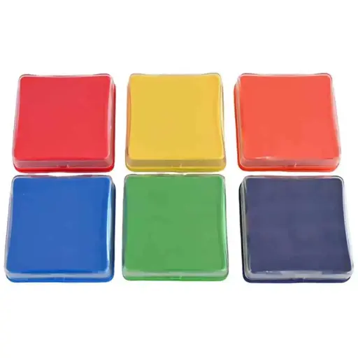 Oplaadbare vierkante Praatknoppen - set van 6 kleuren.