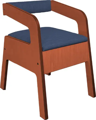 Chaise percée/fauteuil de luxe Scandi - noyer/bleu