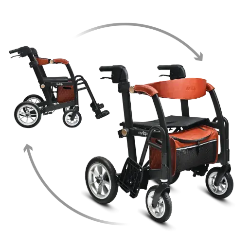 2-in-1 Rollator & Rolstoel – Comfortabel, Stijlvol en Eenvoudig Omschakelen