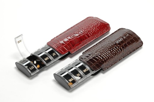 Luxe pillendoosje met lederen etui