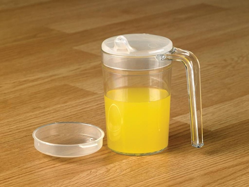 Cup with 1 open handle, lid and spouts