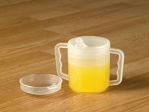 Cup with ml indication 2 handles and 2 spouts