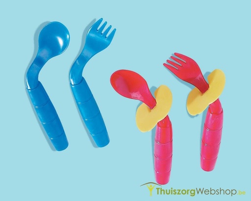 Gebogen kinderbestek Easi Eaters (lepel+vork)