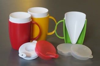 Insulating cup funnel shape with 1 handle