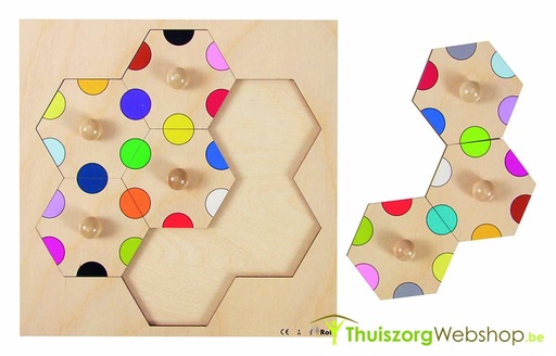 Honingraat inlegpuzzel met gekleurde cirkels