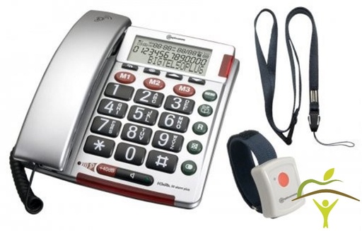 Telefoon met grote toetsen en draadloze SOS-zender
