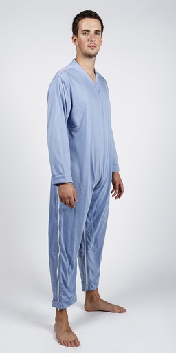Verpleegpyjama met benen- en zijrits - staalblauw