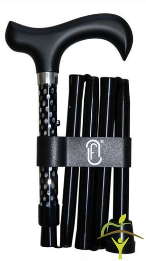 Canne de marche pliable et réglable Finna, manche en bois noir, finition spéciale