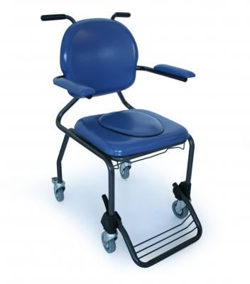 Toiletstoel op wielen, vinyl blauw