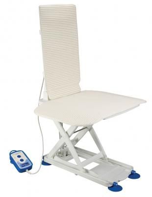 Electric bath lift with side flaps, white.