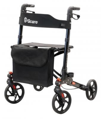 GCare Advance rollator 4 wielen, plooibaar, zwart aluminium
