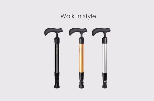 Opvouwbare design wandelstok - zwart