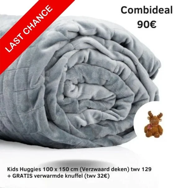 Kids Huggies  100 x 150 cm + GRATIS Verwarmde/verzwaarde knuffel