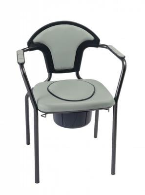 Chaise de toilette ouverte, en kit, avec couvercle, vinyle gris